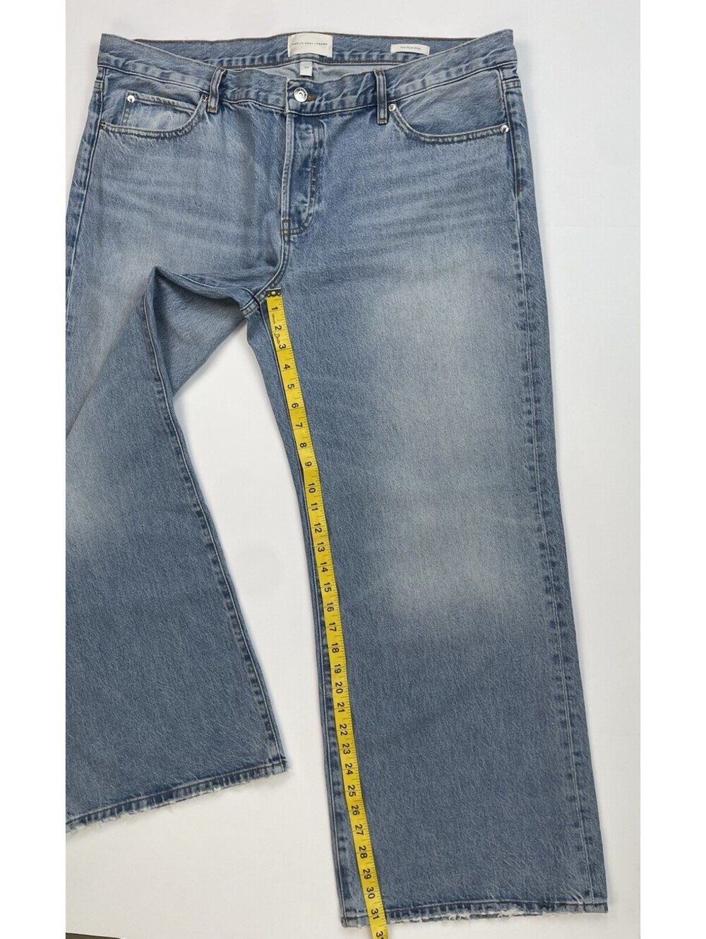 FRAME Amelia Gray The Pixie Gray Jeans 34 Low Rise Wide Leg Blue Wash - Picture 7 of 10